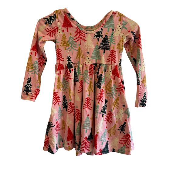 Hanna Andersson Girls US 5 110cm Pink Christmas Tree Scoop Dress - Picture 1 of 3